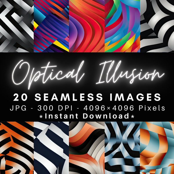 Optical Illusion Dizzy - 20 Seamless Texture Patterns Digital Paper