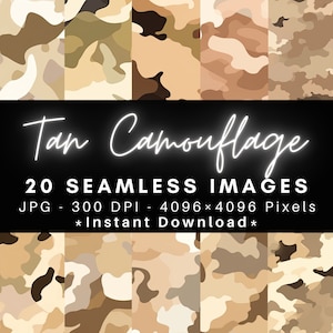 Tan Beige Camouflage - 20 Seamless Texture Patterns Digital Paper