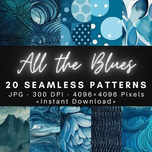 All the Blues - 20 Seamless Patterns Textures Digital Paper