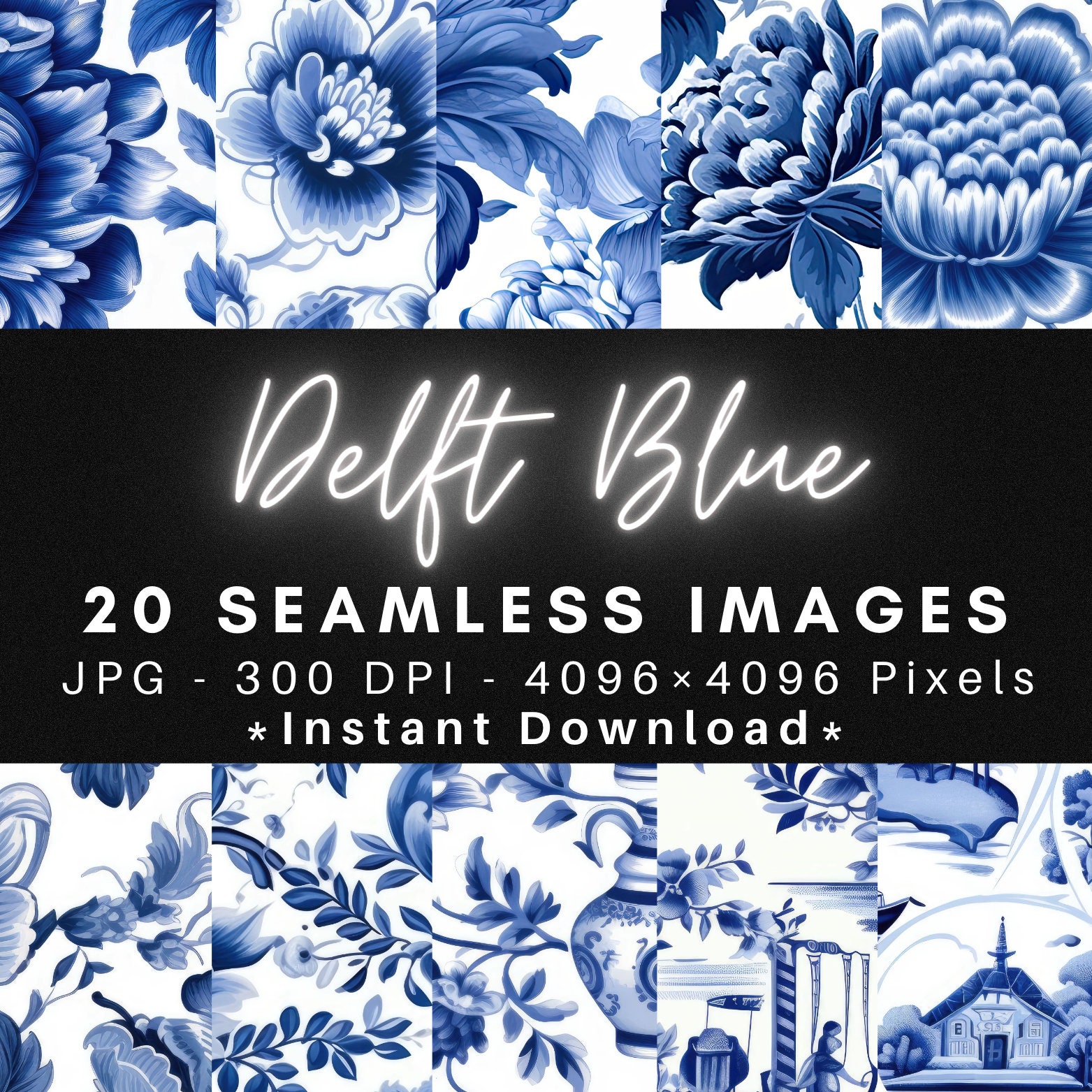 Delft Blue - 20 Seamless Texture Patterns Digital Paper - Etsy