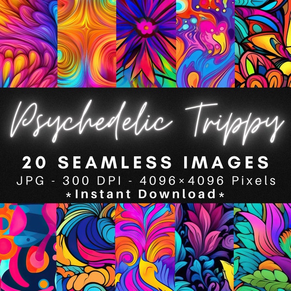 Psychedelic Trippy - 20 Seamless Texture Patterns Digital Paper