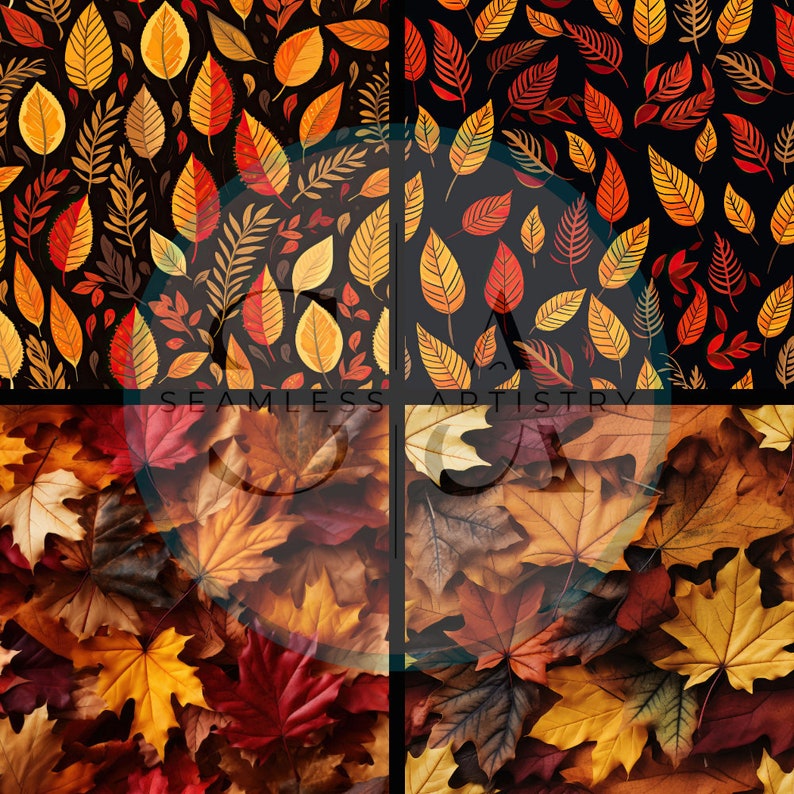 Fall Texture Card Autumn Leaves Fall - 20 Seamless Texture Patterns Digital Paper - Etsy