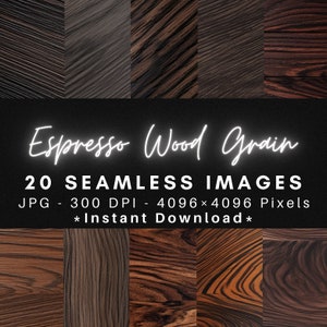 Espresso Wood Grain - 20 Seamless Patterns Textures Carta digitale
