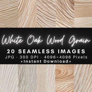 White Oak Wood Grain - 20 Naadloze Patronen Texturen Digitaal Papier