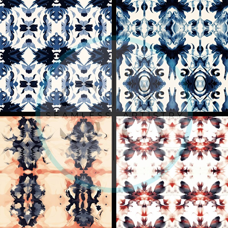 Transparent Rorschaach Pattern Rorschach Test - 20 Seamless Texture Patterns Digital Paper - Etsy