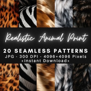 Realistic Animal Print - 20 Seamless Patterns Textures Digital Paper