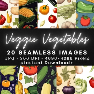 Légumes végétariens - 20 modèles sans couture Textures papier numérique