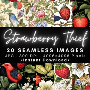 Strawberry Thief Patterns - 20 Nahtlose Muster Texturen Digitales Papier