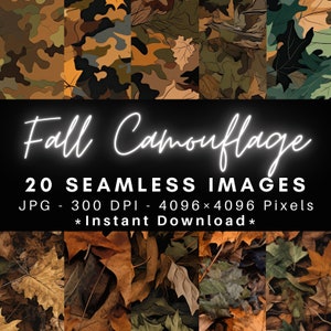Herfstbladeren Camouflage - 20 naadloze textuurpatronen digitaal papier