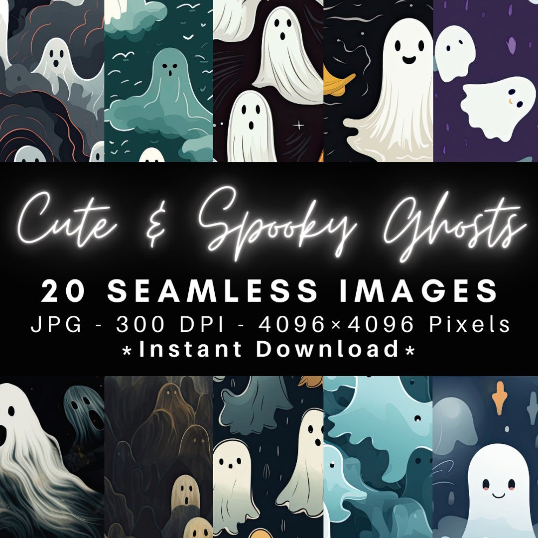 Spooky Ghost Seamless Patterns - Halloween Digital Paper (digital ...