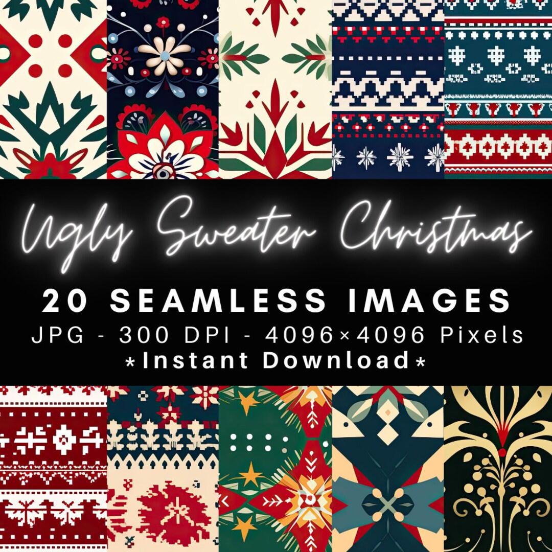 Ugly Sweater Christmas - 20 Seamless Texture Patterns Digital Paper - Etsy