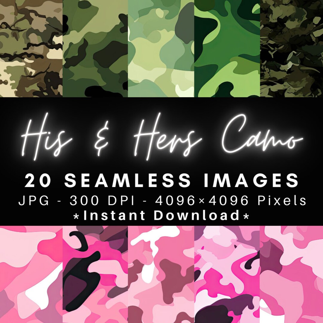 His Pattern His & Hers Camouflage - 20 Seamless Texture Patterns Digital Paper - Etsy