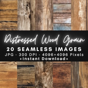 Distressed Wood Grain - 20 Seamless Patterns Textures Digital Paper