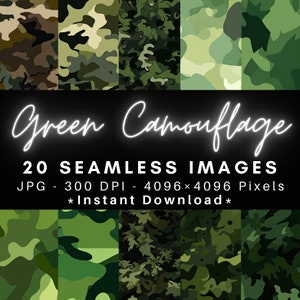 Green Camouflage - 20 Seamless Texture Patterns Digital Paper