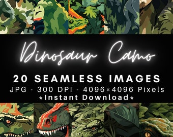 Dinosaur Camouflage - 20 Seamless Texture Patterns Digital Paper