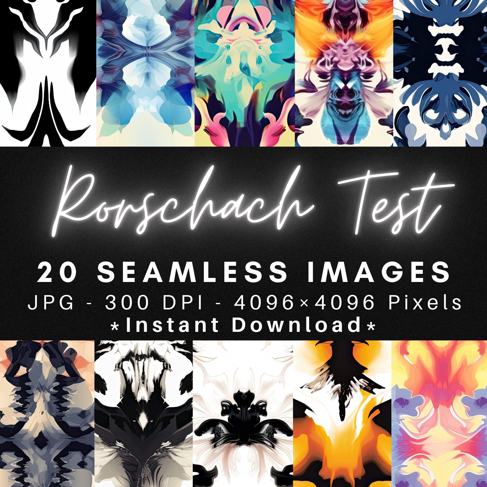The Rorschach Pattern Rorschach Test - 20 Seamless Texture Patterns Digital Paper - Etsy