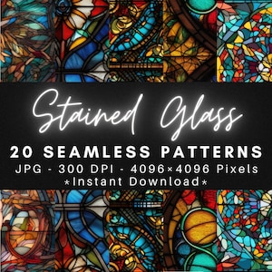 Stained Glass - 20 Seamless Patterns Textures Digital Paper