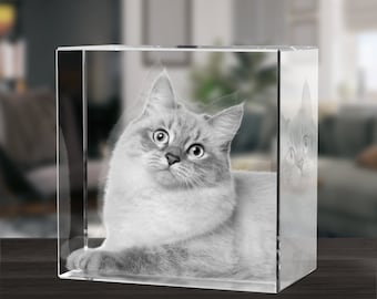 Custom 3D Crystal Photo: Personalized Engraved Picture-Dog picture frame-Pet portrait-Dog memorial gifts