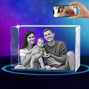 3D Photo Crystal, Personalized 3D Picture in Crystal, Customized Photo Gift, Great Memorial Gift, Birthday, Anniversary, Fathers Day Gift