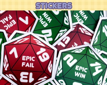 D20 Critical Success or Fail D&D Dice | Matte Die-Cut Sticker