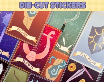 D&D Class Stickers | 12 Class Options | Glossy or Holographic 2" Sticker