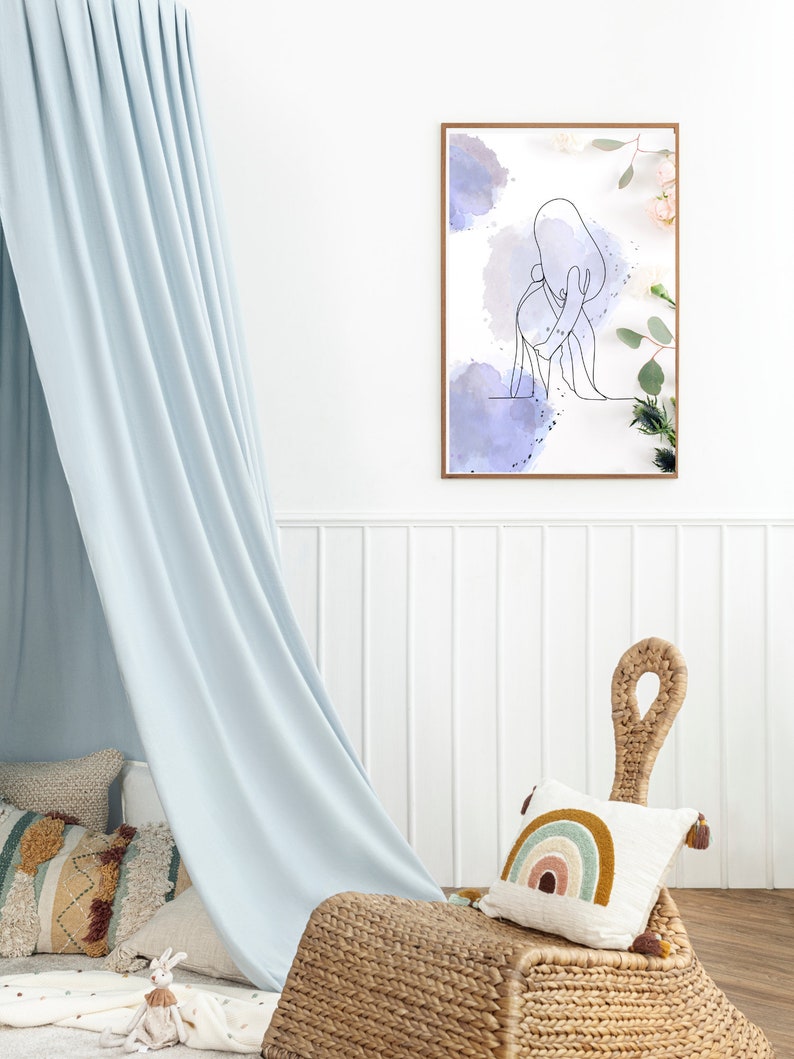 Blue Floral Eucalyptus With Pink Flowers Pregnant Woman Etsy