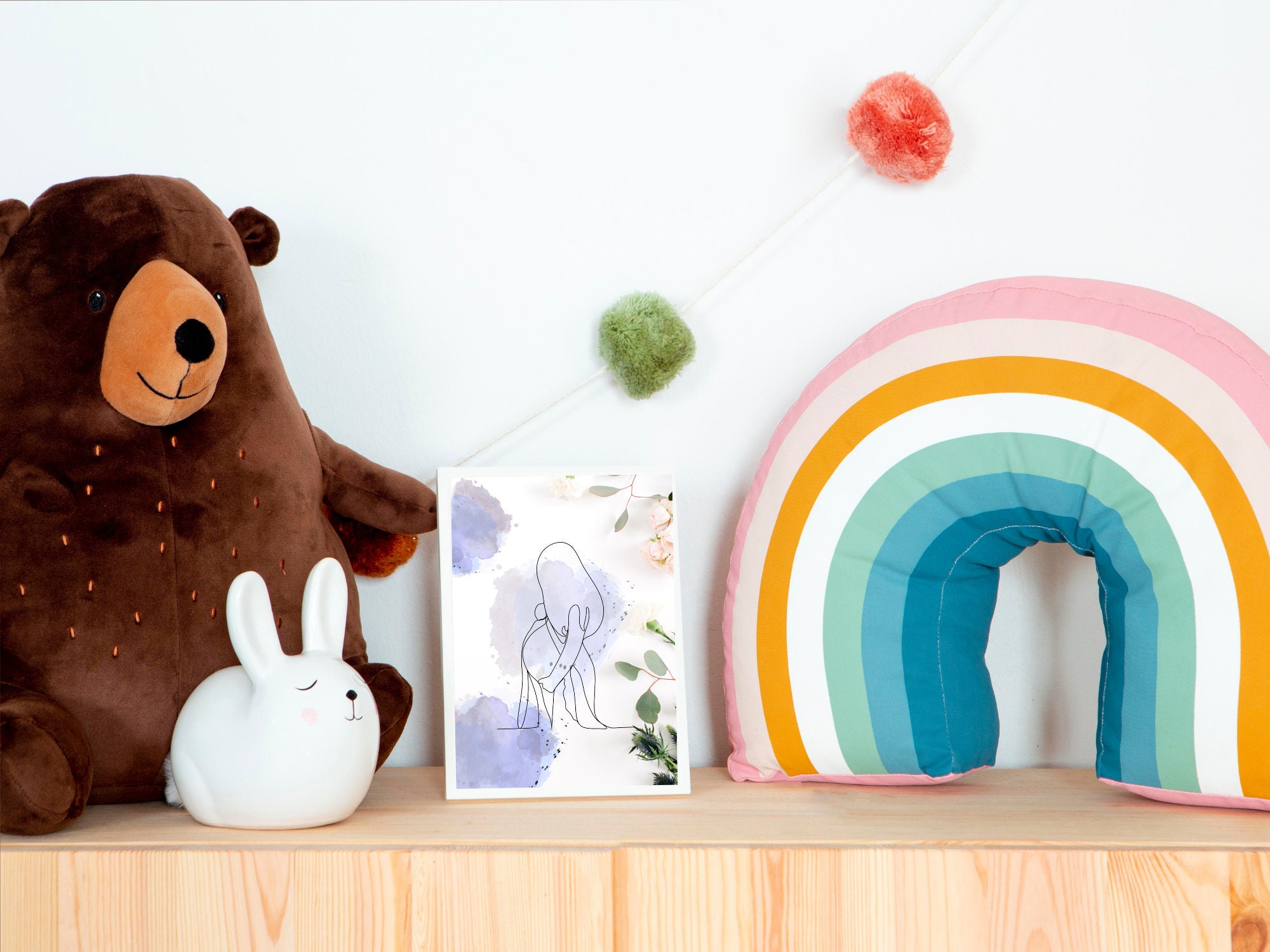 Blue Floral Eucalyptus With Pink Flowers Pregnant Woman Etsy