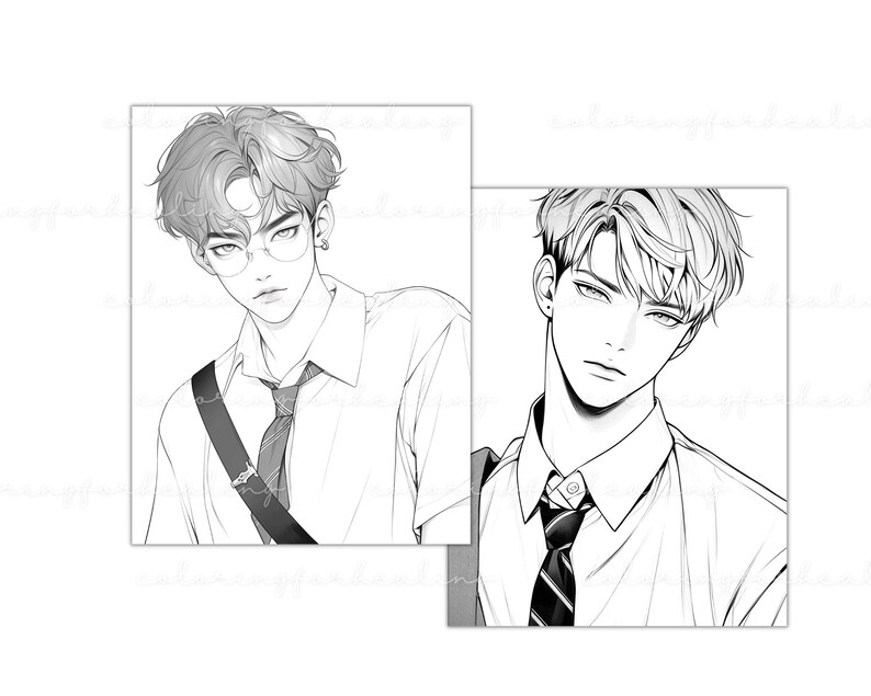MBTI gift idea Kpop lover Xmas gift introvert ISTJ birthday K-pop coloring pages book Kpop boy fashion printable coloring page BTS Army girl digital download MBTI personality K-pop fashion coloring book ISTJ gift old school uniforms K-pop fan gift