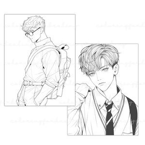 MBTI gift idea Kpop lover Xmas gift introvert ISTJ birthday K-pop coloring pages book Kpop boy fashion printable coloring page BTS Army girl digital download MBTI personality K-pop fashion coloring book ISTJ gift old school uniforms K-pop fan gift