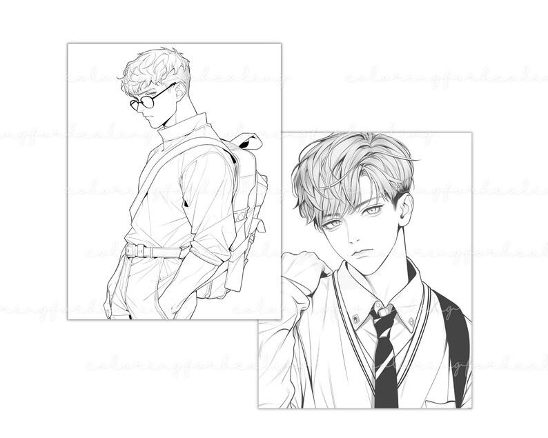 MBTI gift idea Kpop lover Xmas gift introvert ISTJ birthday K-pop coloring pages book Kpop boy fashion printable coloring page BTS Army girl digital download MBTI personality K-pop fashion coloring book ISTJ gift old school uniforms K-pop fan gift