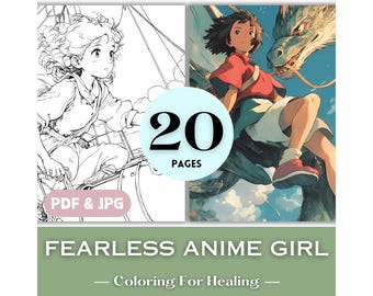 Ghibli Lovers Birthday Gift Idea Manga Coloring Pages Japanese Anime Ghibli Heroines Inspired Manga Girls Coloring Book Page Japan Gift