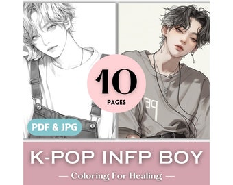 MBTI Gift Idea Kpop lovers St Valentine&#39;s Day Gift For Her INFP Birthday K-pop Coloring Pages Book Kpop Boy Fashion Coloring Page BTS Army.