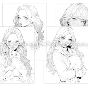 Coloring Pages Kpop Girl and Cat Fashion Coloring Pages Printable K-pop