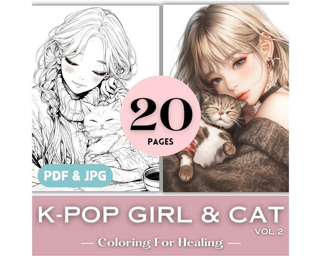 Kpop Cat Lovers Gift Idea Cat Mom Birthday Gift K-pop Coloring Pages