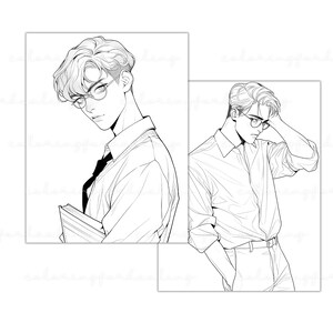 MBTI gift idea Kpop lover Xmas gift introvert ISTJ birthday K-pop coloring pages book Kpop boy fashion printable coloring page BTS Army girl digital download MBTI personality K-pop fashion coloring book ISTJ gift old school uniforms K-pop fan gift