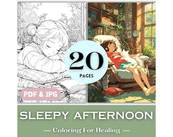 Ghibli Lovers Birthday Gift Coloring Pages Japanese Anime Ghibli Anime Girls Boys Afternoon Napping Manga Girls Coloring Book Download PDF