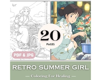 Summer Ghibli Lovers Birthday Gift Idea Manga Coloring Pages Japanese Anime Ghibli Heroines Inspired Manga Girls Coloring Book Japan Gift