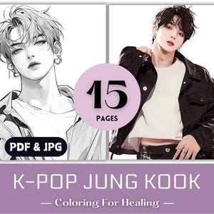 ARMYs Gift Idea Coloring Pages Kpop JUNG KOOK Inspired K-pop Boy Fashion Printable BTS Art Coloring Book Pages Printable Korean Coloring Pdf