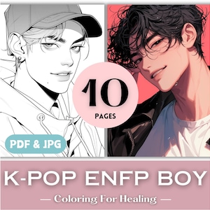 MBTI Gift Idea Kpop lovers St Valentine&#39;s Day Gift For Her ENFP Birthday K-pop Coloring Pages Book Kpop Boy Fashion Coloring Page BTS Army