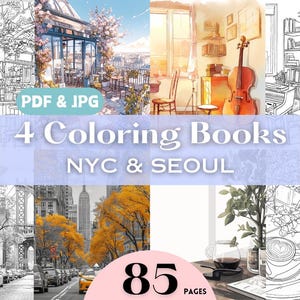Korea Malseiten 2018 Geschenkidee Kaffeeliebhaber Geburtstag Geschenk New York Citybild Graustufen Malbuch Coffee Shop Ausmalbilder Seoul PDF
