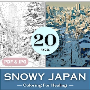 Ghibli Lovers Birthday Gift Coloring Pages Winter Japanese Anime Ghibli Anime Snowy Tokyo Print Shrine Temple Japanese Manga Coloring Book.