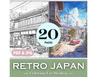 Retro Japanese Countryside Grayscale Coloring Pages Japanese Anime Style Cityscape Architecture Coloring Book Page Download