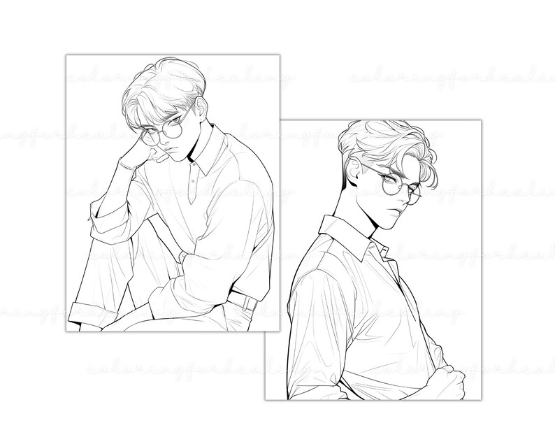 MBTI gift idea Kpop lover Xmas gift introvert ISTJ birthday K-pop coloring pages book Kpop boy fashion printable coloring page BTS Army girl digital download MBTI personality K-pop fashion coloring book ISTJ gift old school uniforms K-pop fan gift