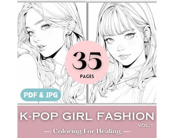 Coloring Pages Kpop Girl Fashion Printable K-pop Coloring Book Pages for Teens Girls Birthday Gift Ideas Asian Korean Print Instant Download