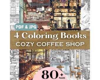 Grayscale Coloring Pages Bundle Coffee Lovers Birthday Gift Coffee Coloring Pages Coffee Coloring Book Printable Coffee Art Cat Coloring