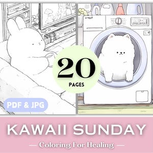 Regalo de cumpleaños con manga de domingo kawaii, lindas páginas para colorear, animales de anime japonés kawaii, libro para colorear simple y relajante para fin de semana