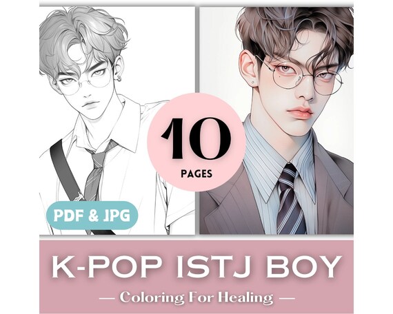 MBTI Gift Idea Kpop lover Xmas Gift Introvert ISTJ Birthday K-pop Coloring Pages Book Kpop Boy Fashion Printable Coloring Page