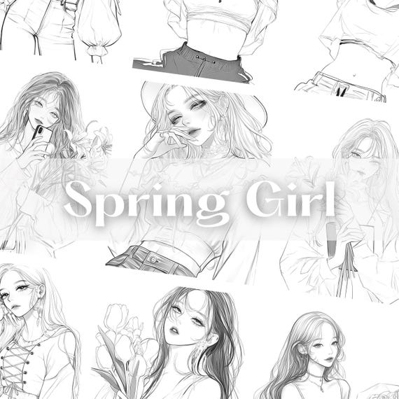 ぬり絵ページバンドル Kpop ガール ファッション K-pop 愛好家への誕生