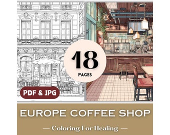 Coffee Lovers Gift Idea Unique Coloring Pages Europe Coffee Shop Printable Coloring Book mindfulness Pages for Adults Women Gift for Her