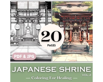 Grayscale Coloring Pages Japanese Anime Shrine Temple Printable Mindfulness Coloring Zen Coloring Page for Adults Gift Japanese Manga Style